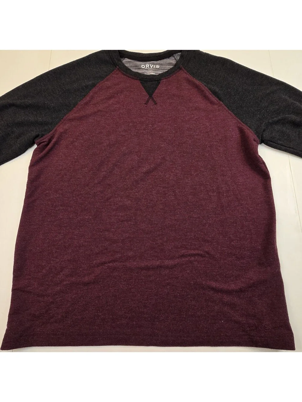 Orvis Long Sleeve Raglan Lounge Shirt Black Purple 1225440 Mens Large L
